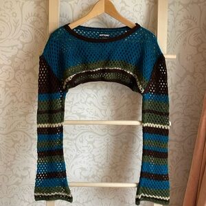 Hot Topic Blue and Green Striped Sweater